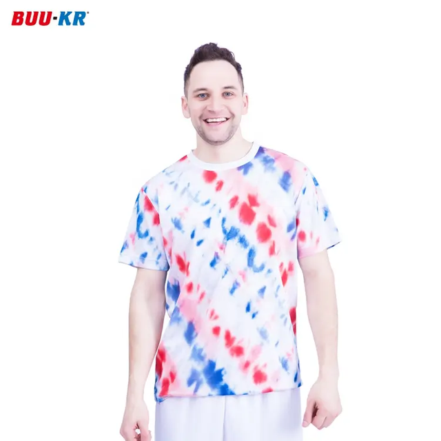 Buker Hot Sale New Bleached Polyester Sublimation Custom Tie Dye T Shirt