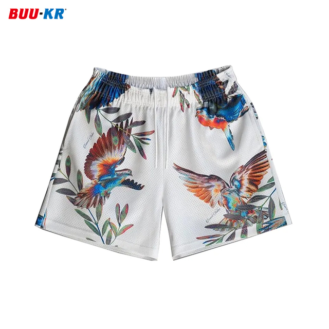 Buker OEM Sublimation Plain Polyester Street Wear 5 Inch Inseam Plus Size Gym Blank Basketball Custom Mesh Men's Shorts
