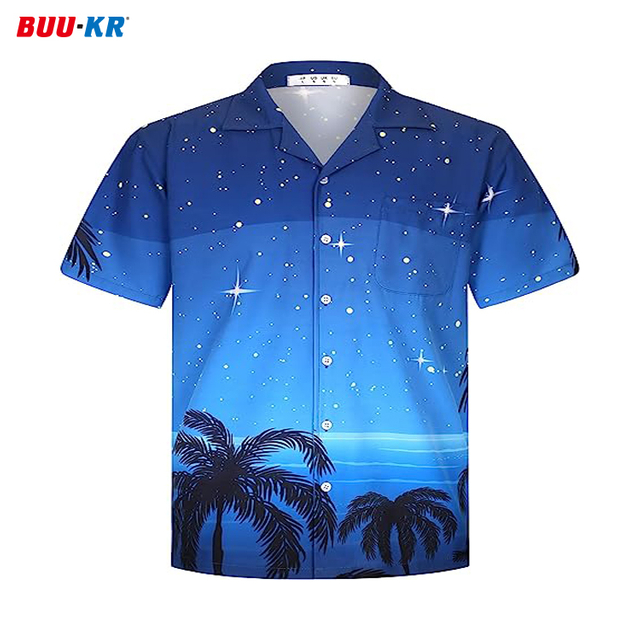 Buker Summer Casual Men Shirt Free Samples,OEM ODM Customized Graphic Print Hawaiian Shirt