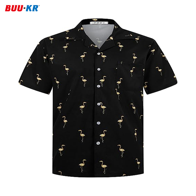 Buker 2023 New Design Custom Heat Transfer Printed Unisex Buttons Up Spandex Polyester Beach Holiday Casual Hawaiian Men Shirts