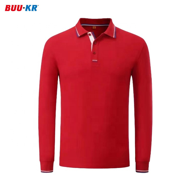 Buker Blank Wholesale Custom 100% Polyester Digital Sublimation Printing Breathable Long Sleeve Polo shirt For Mens