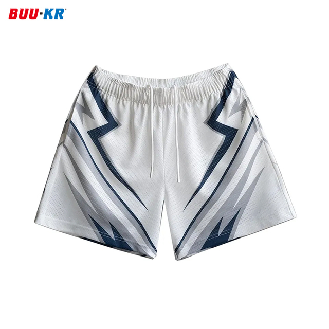 Buker Custom Paisley Printed Vintage Croppeder Mesh Fit Polyester mesh shorts men 5 inch
