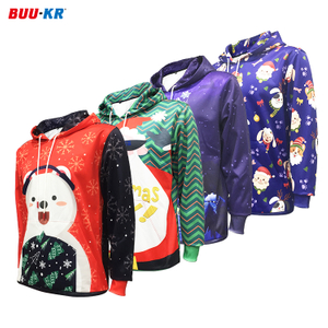 Buker Unisex sublimation Printed Ugly Christmas Sweatshirt Kangaroo Pocket Hoodies Pullover