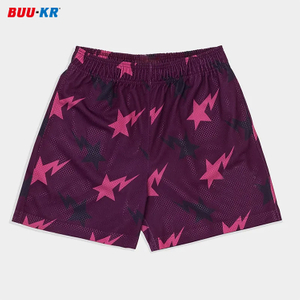 Buker Mesh Shorts With Pockets And Strings Wholesale 100% Polyester,Custom Print 5 Inch Mesh Mens Shorts Elastic Waist