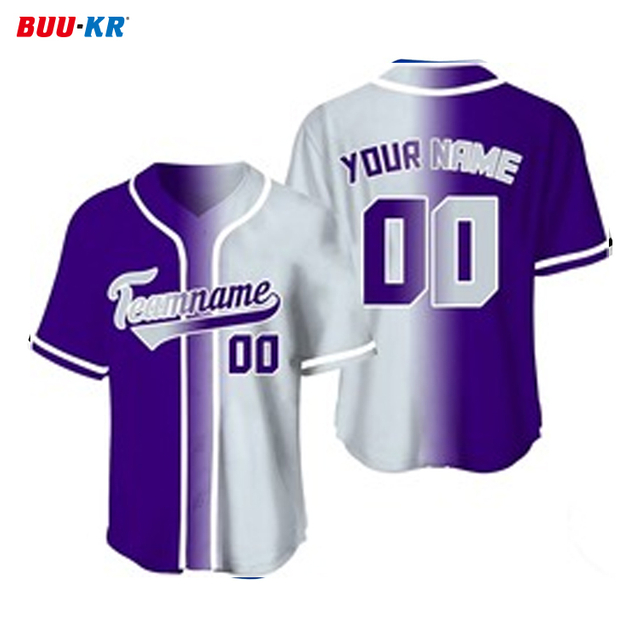 Buker Custom Fashion Male Women Child Any Color Customized Sublimation Your Name Number Mesh Soft V Neck Streetwear Baseball Jersey