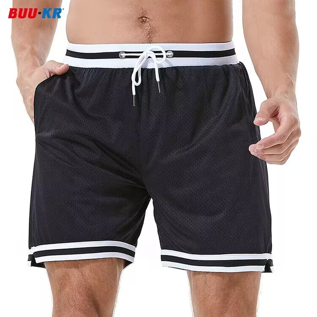 Buker Sublimation Most Popular Polyester 6 Inch Inseam Basketball White Heavy Mesh Shorts Men With Zipper Pockets 