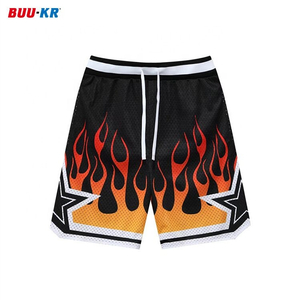 Buker New arrival all over printed fire pattern vintage men sublimation basketball shorts training mesh shorts for men