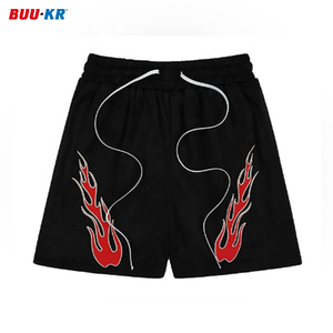 Buker Black Polyester OEM Print Image Drawstring 5 Inch Inseam Manufacturer Double Lined Custom Mesh Shorts With Zipper Pockets