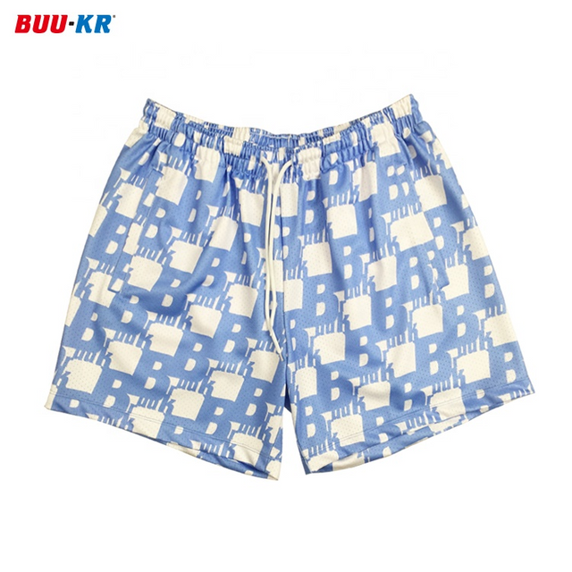 Buker Custom Men Print Whosale OEM Polyester 5 Inch Seam Sublimation Mesh Shorts With Pockets